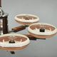 Large Art Deco Chrome, Wood and Glass Six-Light Chandelier, 1930s
