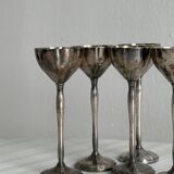 Set of 6 antique egg cups in patinated metal