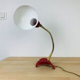 Pair of metal and brass lamps 50s Jean Boris Lacroix