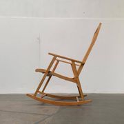 Mid-century German rattan rocking chair from Deutschen Werkstätten Hellerau, 1960s.