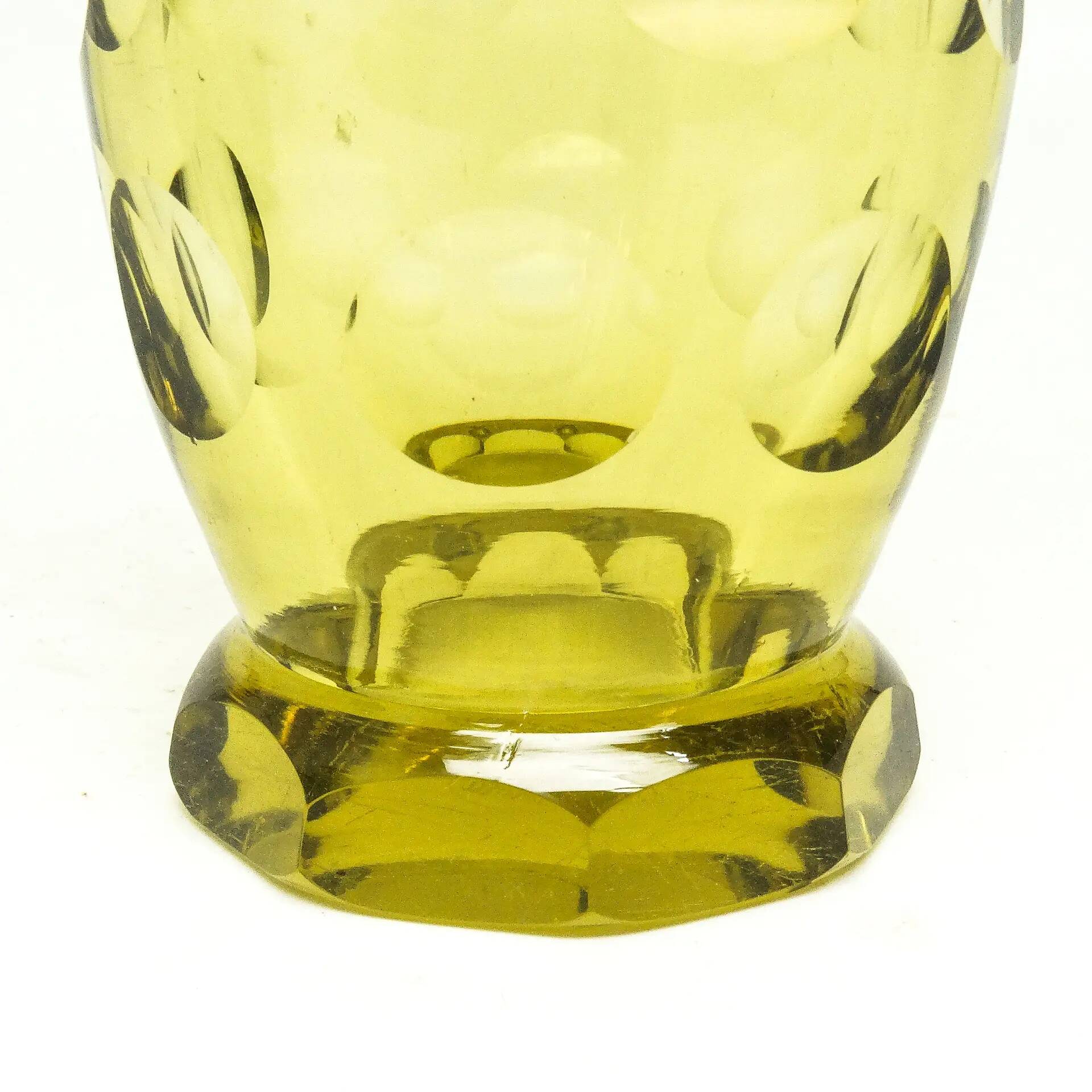 Art Deco vase, yellow crystal, designed by J. Hoffmann, Moser, Czechoslovakia, 1950s