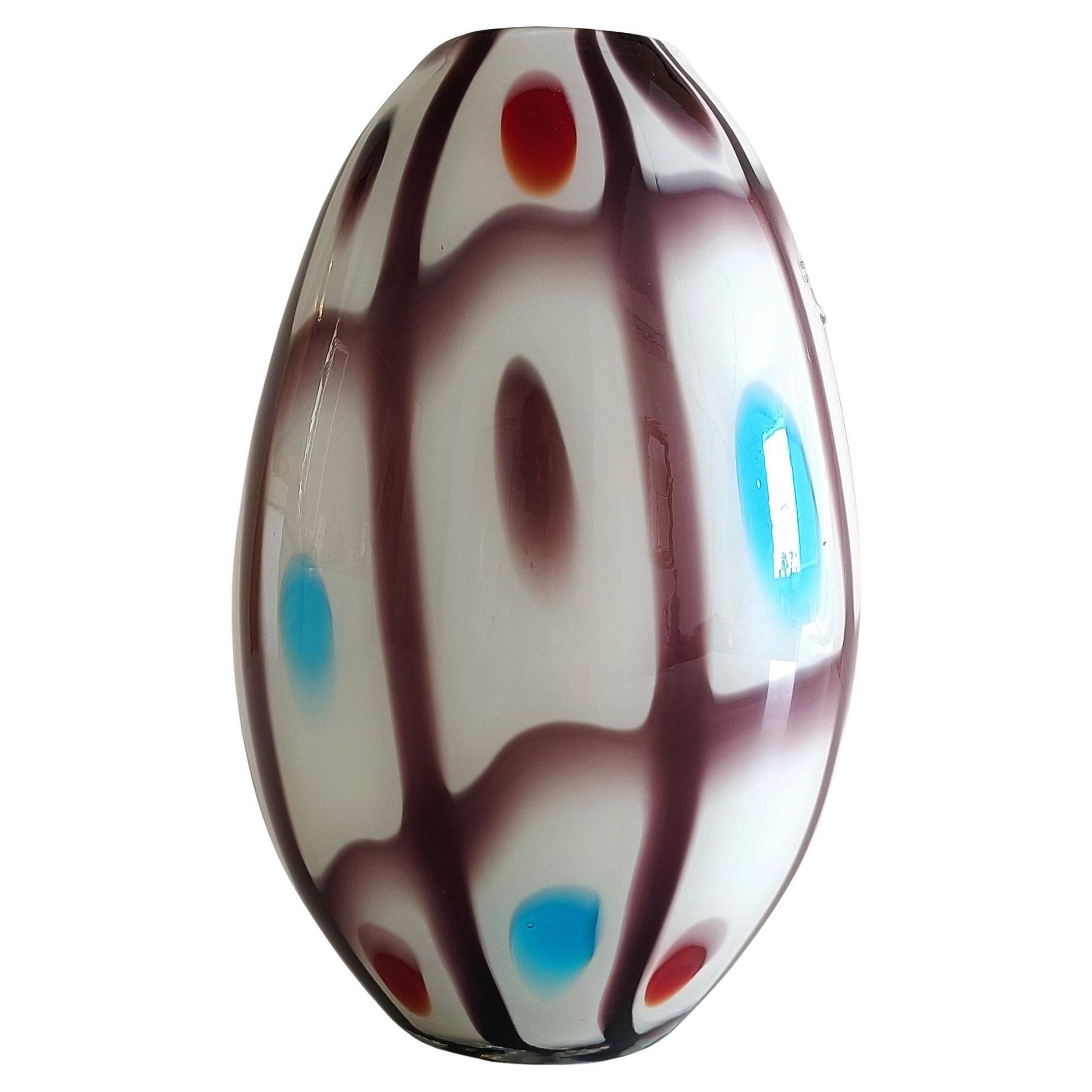 Murano Glass Colorful Ovoid Shaped Vase in The Style of A.Ve.M, Italy, 1960s