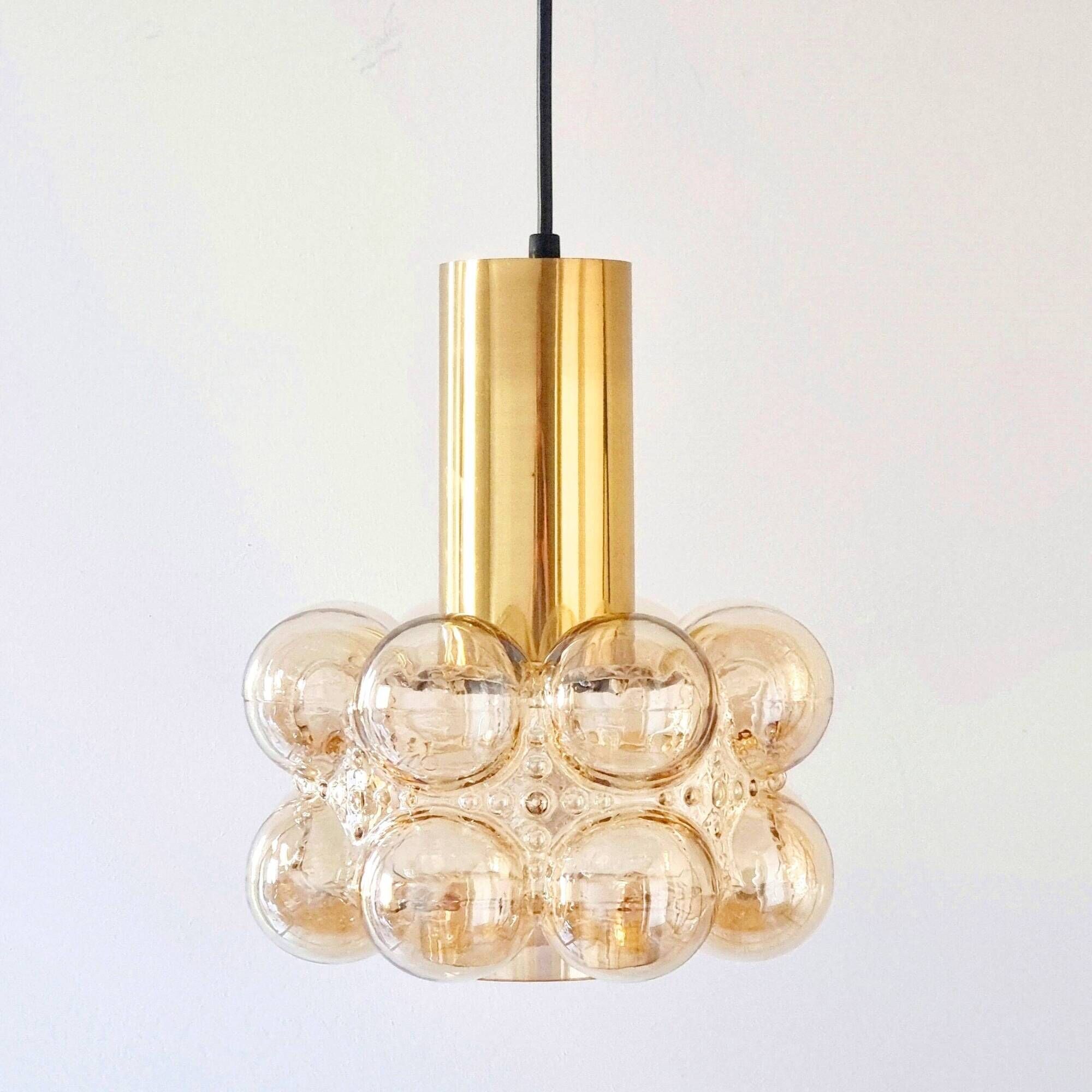 Mid-Century Modern Amber Bubble Glass Ceiling Light by Helena Tynell for Limburg, Germany, 1960s