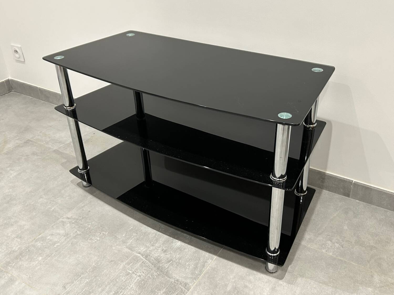 Modern chest of drawers with stainless steel and smoked glass