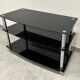 Commode moderne étagère inox et verre fumé