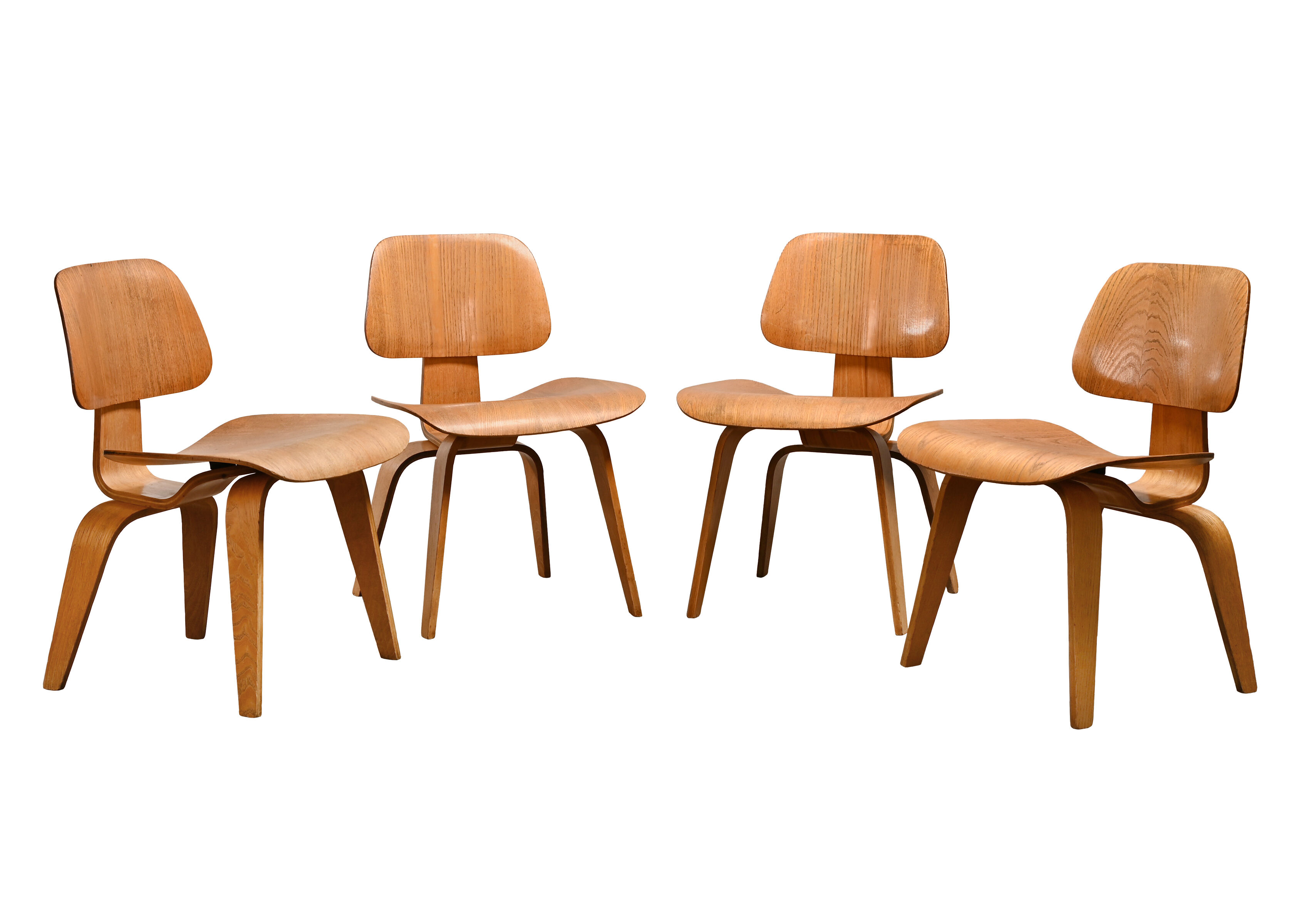 Charles and Ray Eames Early DCW Ash plywood Dining Chairs for Herman Miller