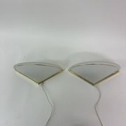 Set of 2 vintage glass wall lamps with golden holder , 1970’s