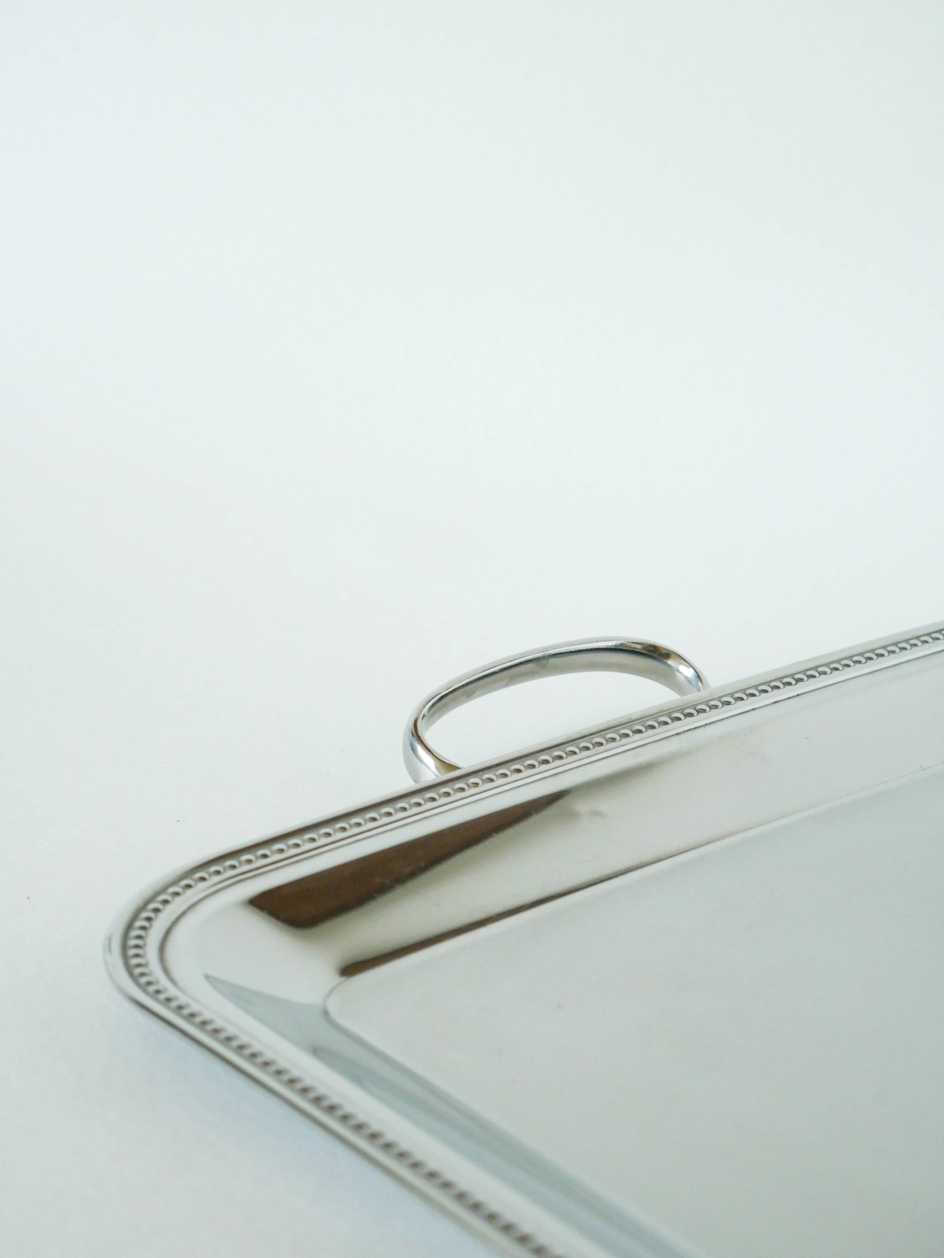 Large stainless steel tray, worked, Made in France, 1970