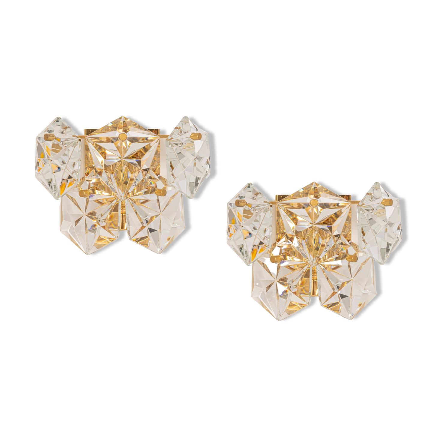 pair of crystal wall lights by Kinkeldey, Germany, 1970s.