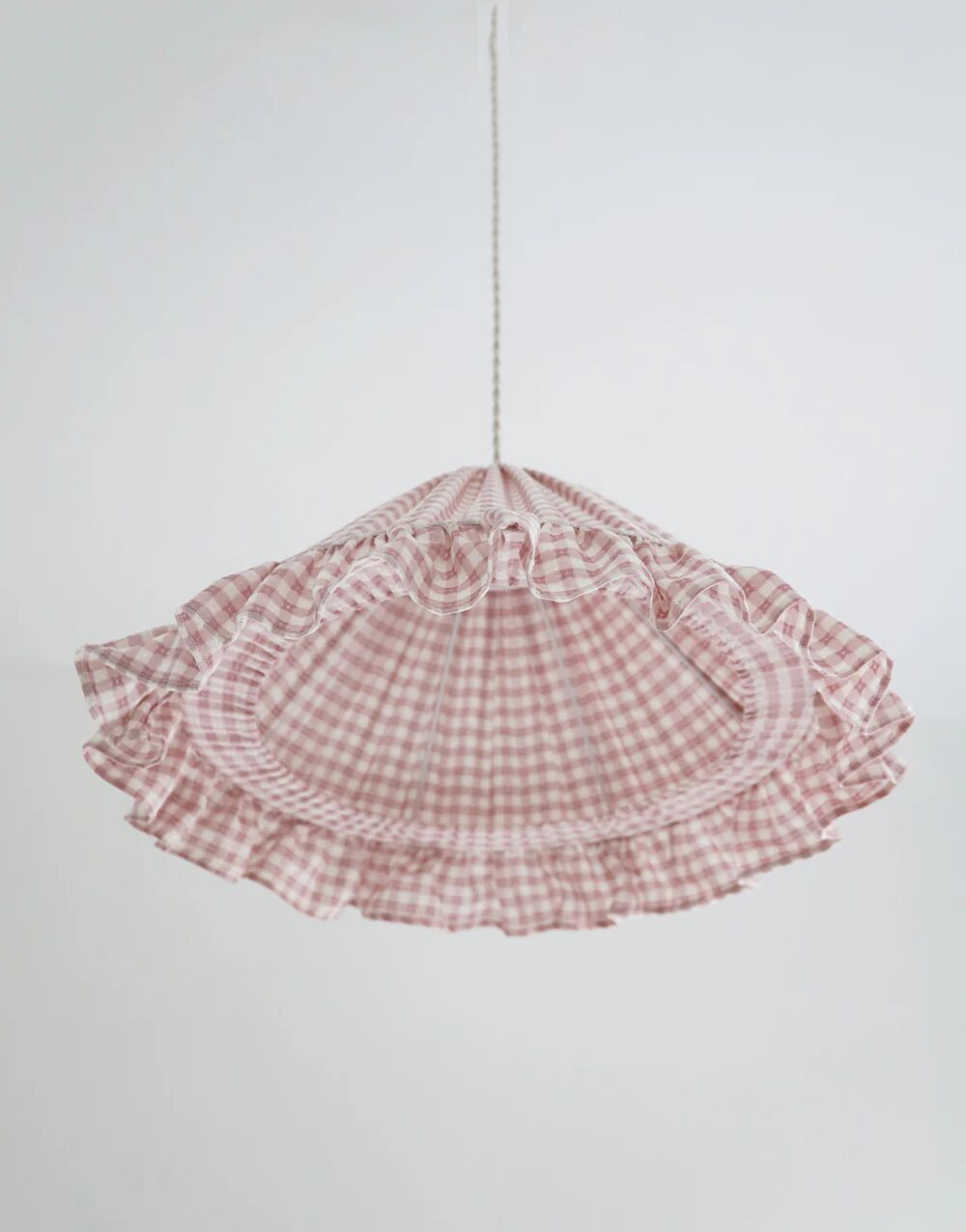 Emilia "small pink squares" conical textile suspension with flounce