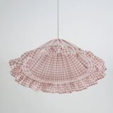 Emilia "small pink squares" conical textile suspension with flounce