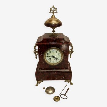 pendule horloge garniture de cheminée Napoléon III marbre bronze