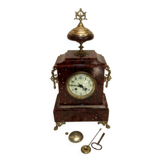 pendule horloge garniture de cheminée Napoléon III marbre bronze