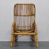 1950s “French Riviera” Rattan Armchair, Italy