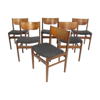 Set of 6 teak chairs, Denmark, 1960