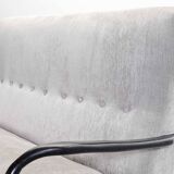 Guglielmo Ulrich Two Seat Sofa in Grey Silver Fabric. Italy, 1950s