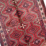Red Wool Tribal Area Rug Hand made Oriental Wool Carpet- 171x247cm
