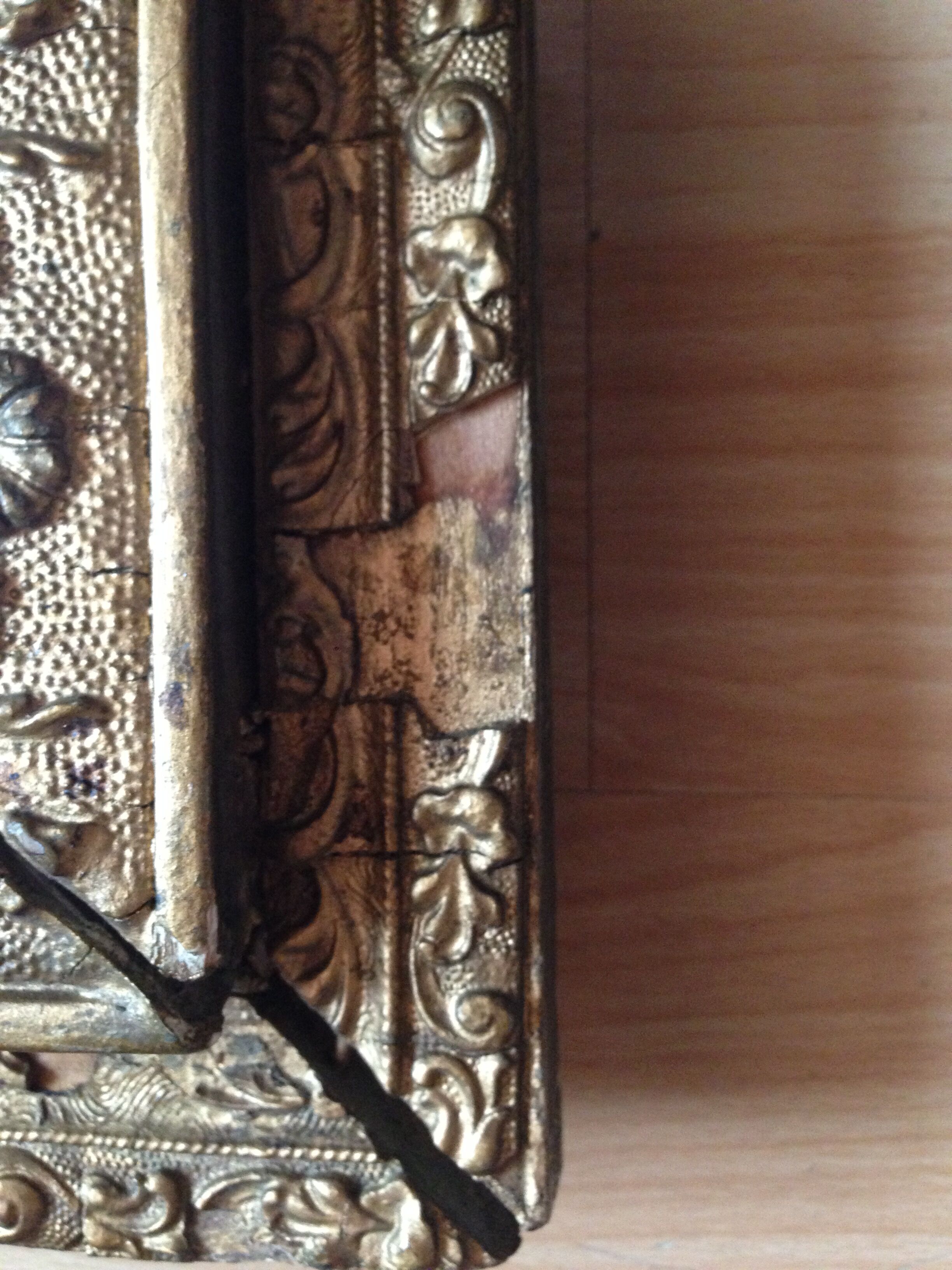 Mirror old wood and gilded stucco 57x71cm