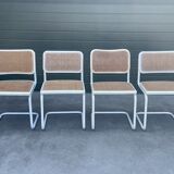 Set of 4 Cesca b32 model chairs in white by Marcel Breuer
