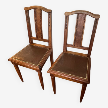 Pair of art deco style wooden chairs