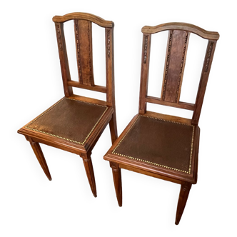 Pair of art deco style wooden chairs