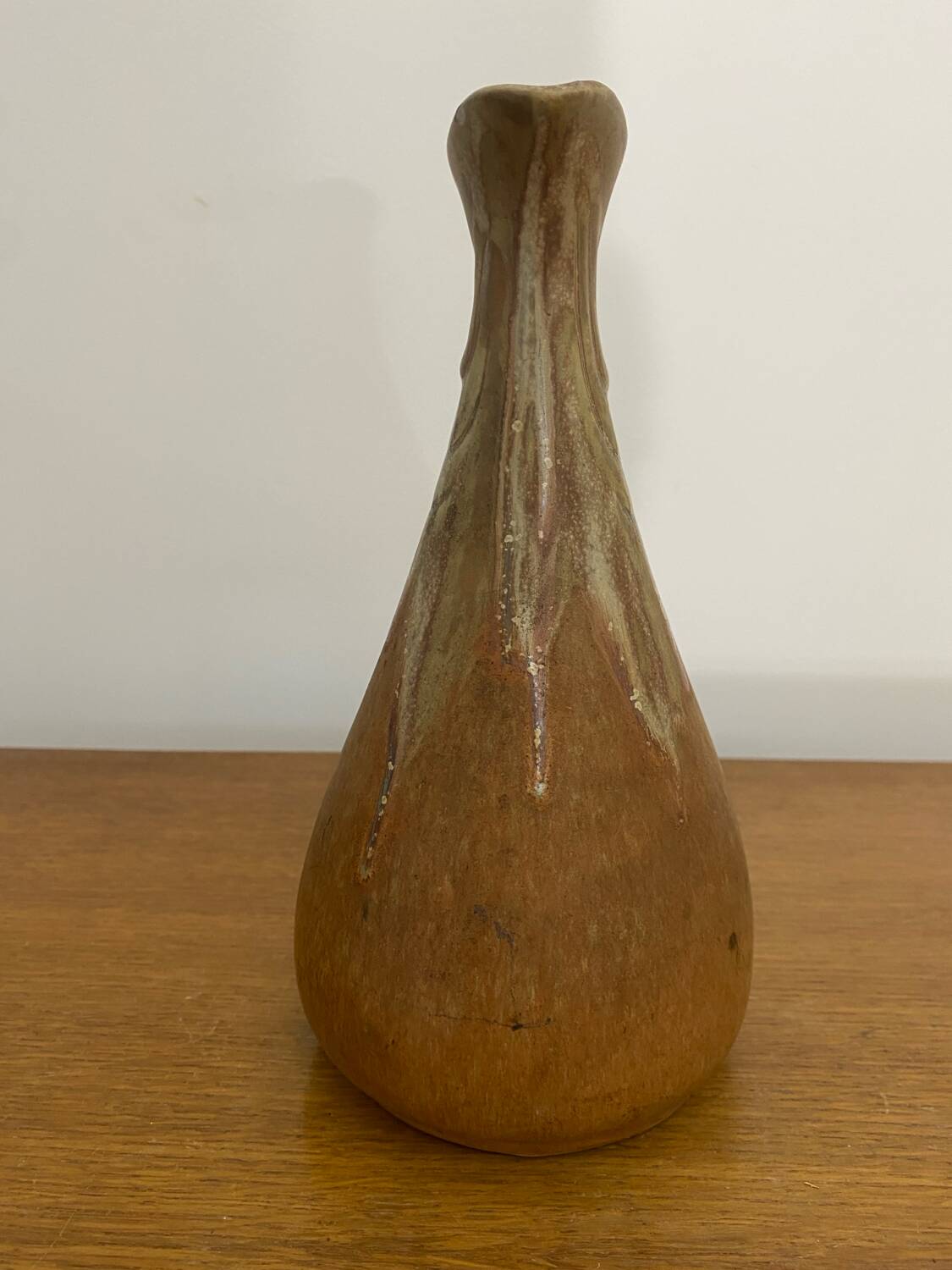 Antique denbac carafe pitcher flamed stoneware brown vintage