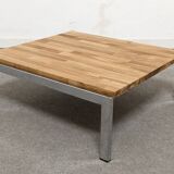 Coffee table or side table in solid oak, France around 1970.