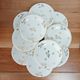 Dessert service, 10 plates and 1 pie dish, in Limoges Porcelain, white and gold