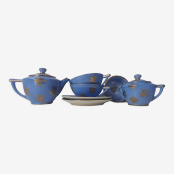 Head to head service porcelain limoges blue and gold