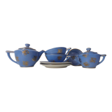 Head to head service porcelain limoges blue and gold