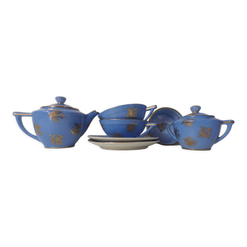 Head to head service porcelain limoges blue and gold