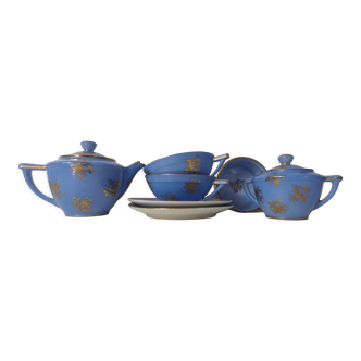 Head to head service porcelain limoges blue and gold