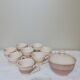 Coffee set 8 cups and sugar bowl from the earthenware factory of Pornic
