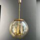 Smoked Glass and Brass Four-Light Suspension Pendant. French Work.