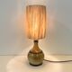 Vintage stoneware lamp signed beige brown raffia rope lampshade 1970