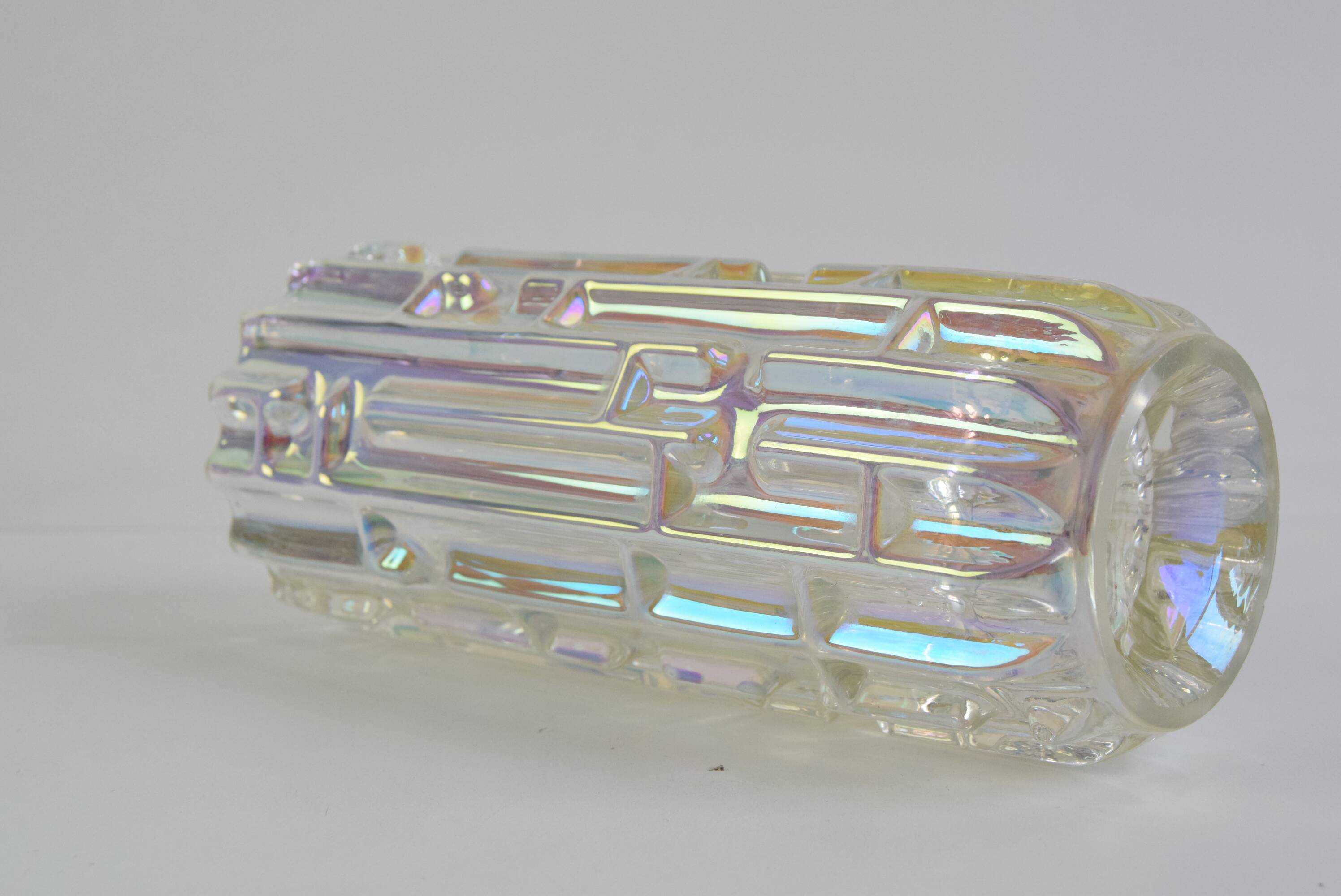 Original Frantisek Vizner Glass ´Maze´ Vase for sklo union Rosice 1960s