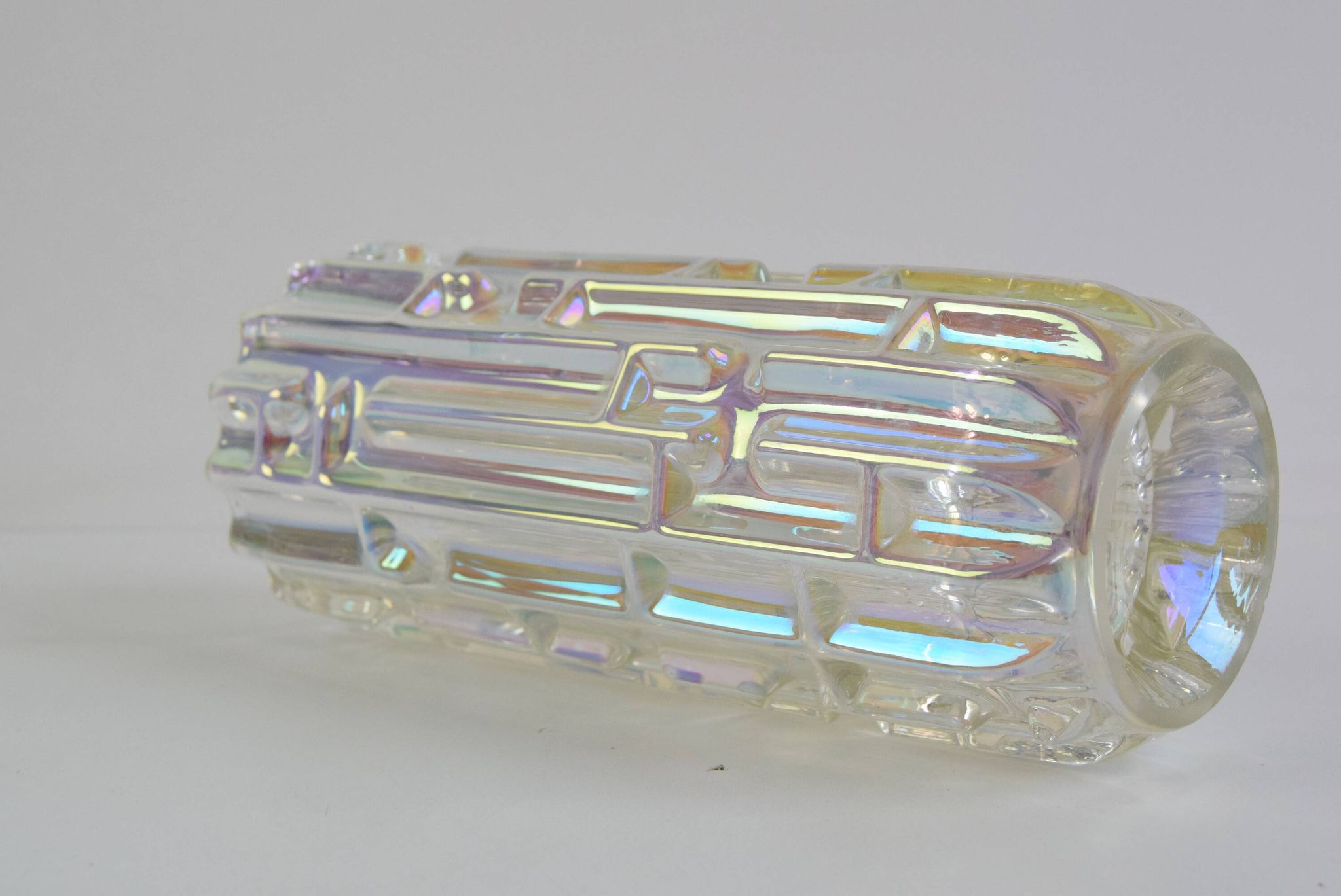 Original Frantisek Vizner Glass ´Maze´ Vase for sklo union Rosice 1960s