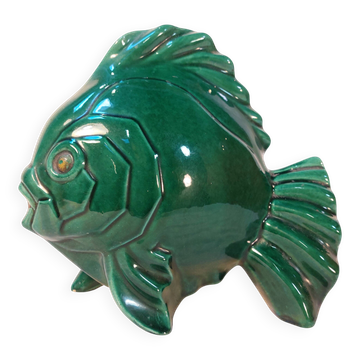 Poisson en céramique signé Géo Condé - Art Déco - Lunéville années 30