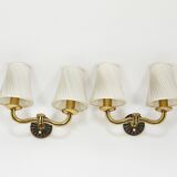 Pair of Wall Sconces in Brass from Viennese Modernism Hugo Gorge, Austria, 1940s
