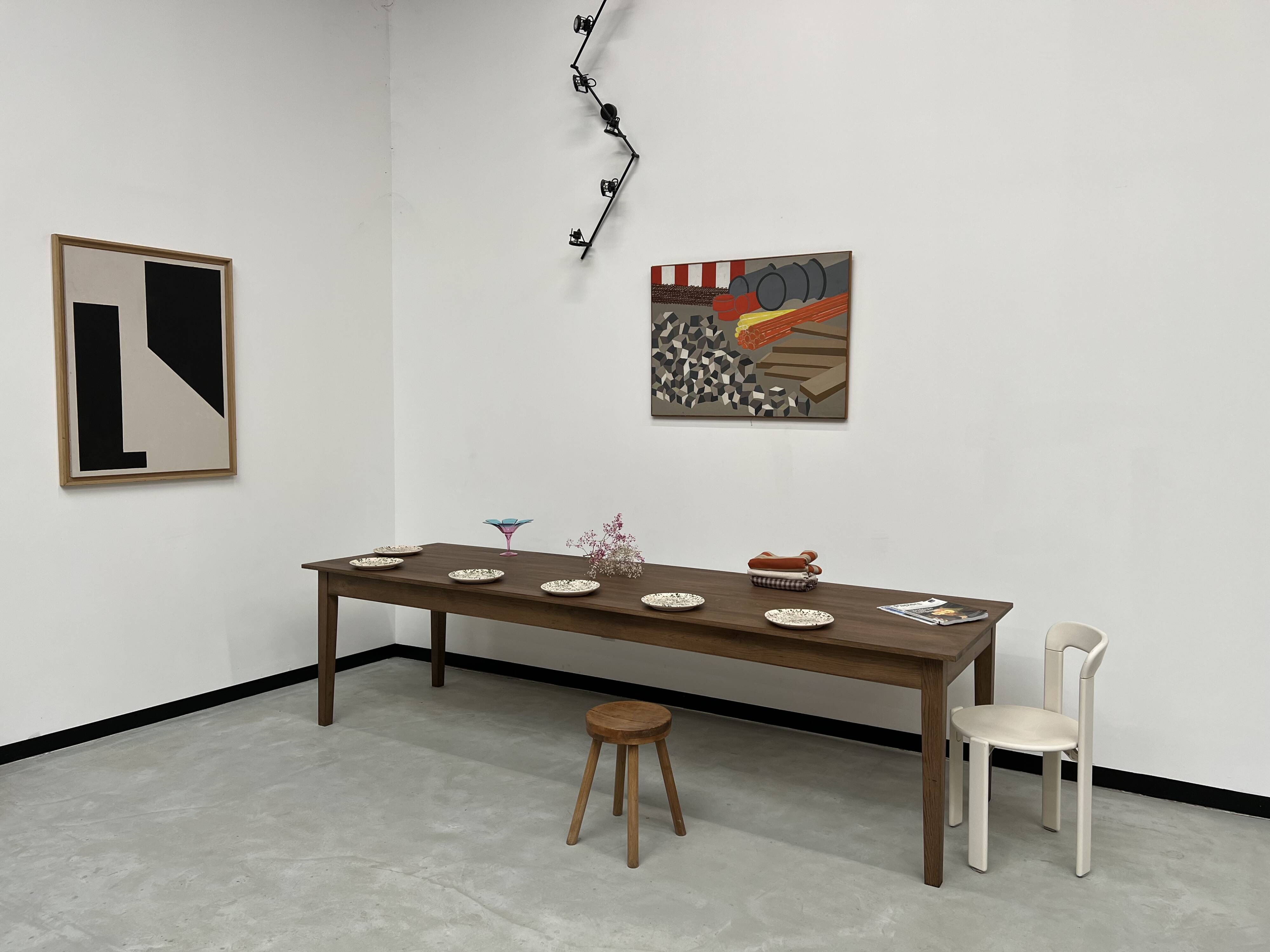 "Dark Brown" farmhouse table in solid oak, 300 x 90 cm