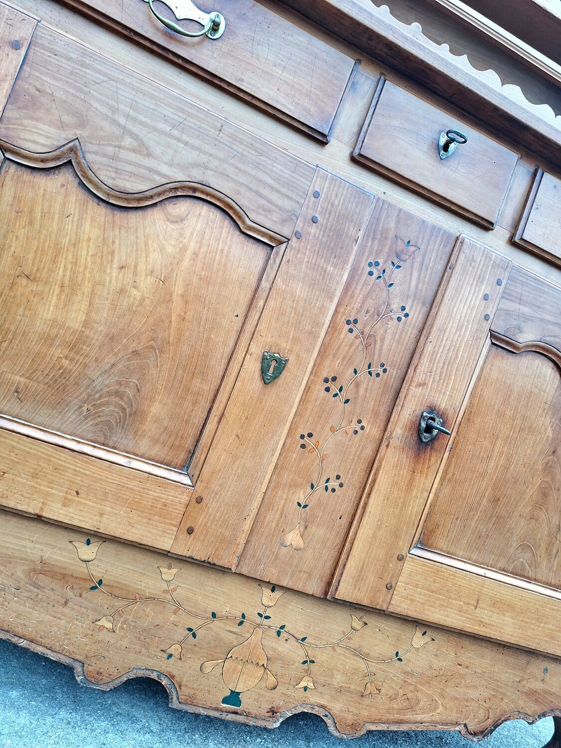 Antique sideboard, solid wood farmhouse furniture.