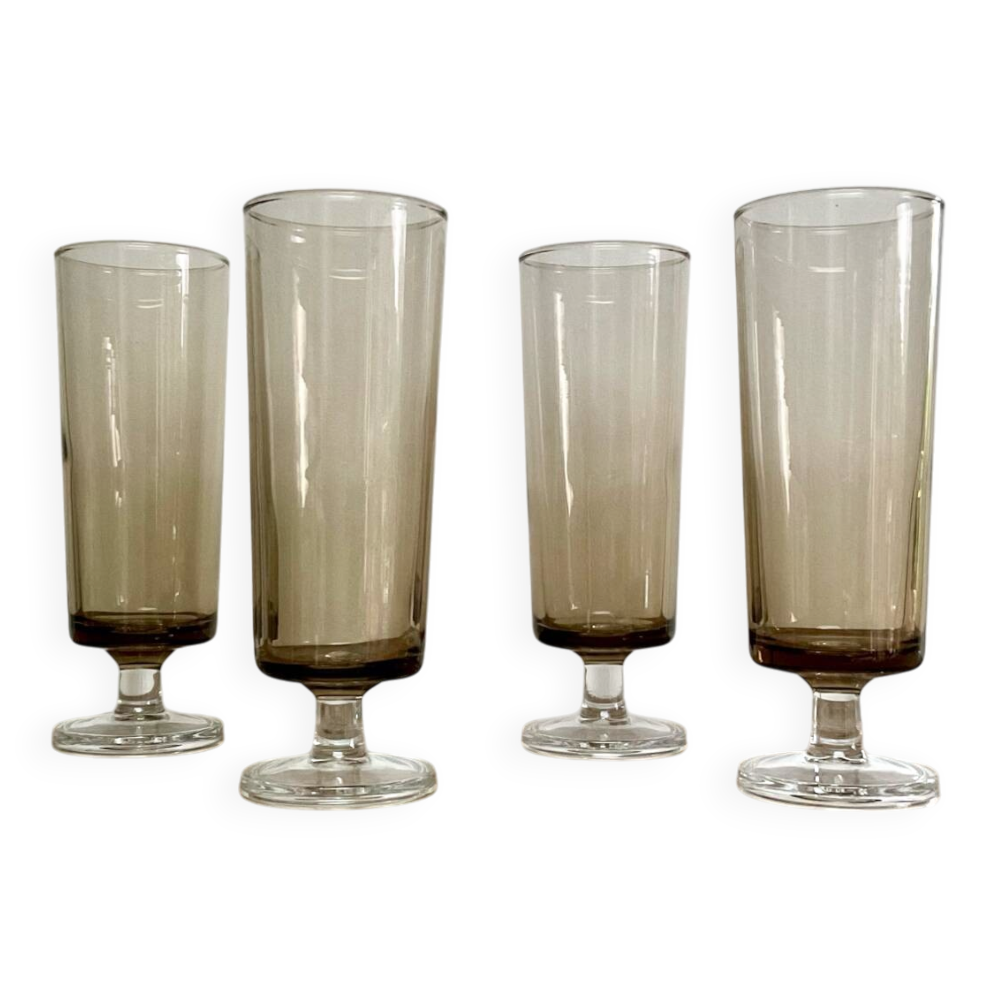 4 LUMINARC smoked glass flutes