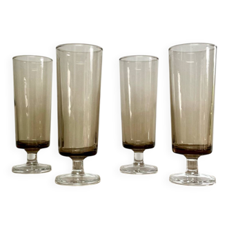 4 LUMINARC smoked glass flutes