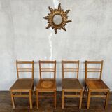 Series of 4 vintage bistro chairs 1950