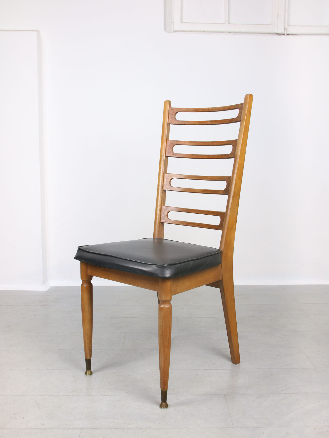 Vintage wooden & brass dining chairs