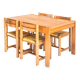 Extendable table and 4 chairs set with a rationalist design in solid elm wood. France, 70's