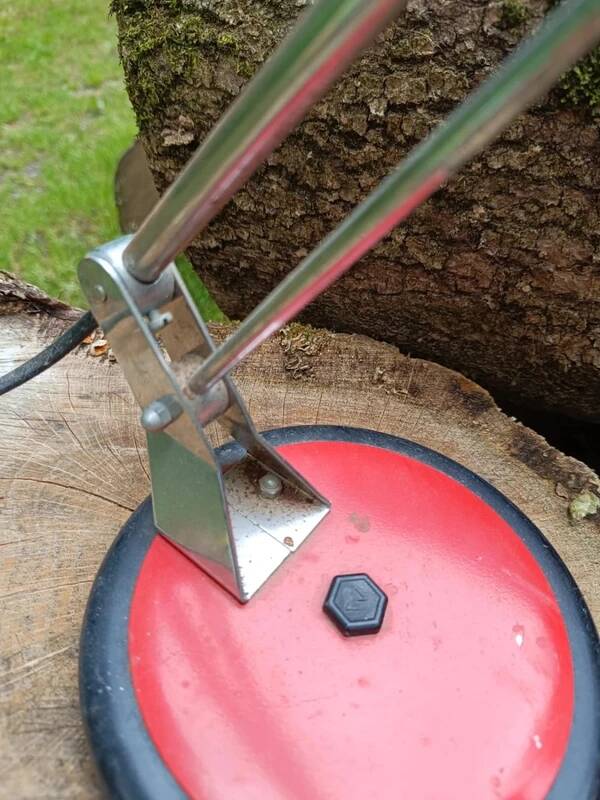 Vintage red and chrome bedside/desk lamp from the 1960s