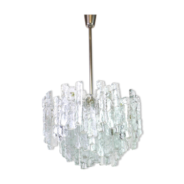 Large frosted glass chandelier from Murano by Kalmar, Austria, 1960s.