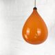 Scandinavian drop pendant light in orange, opaline and teak glass, 1960