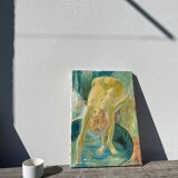 Tableau ancien huile sur toile nu féminin